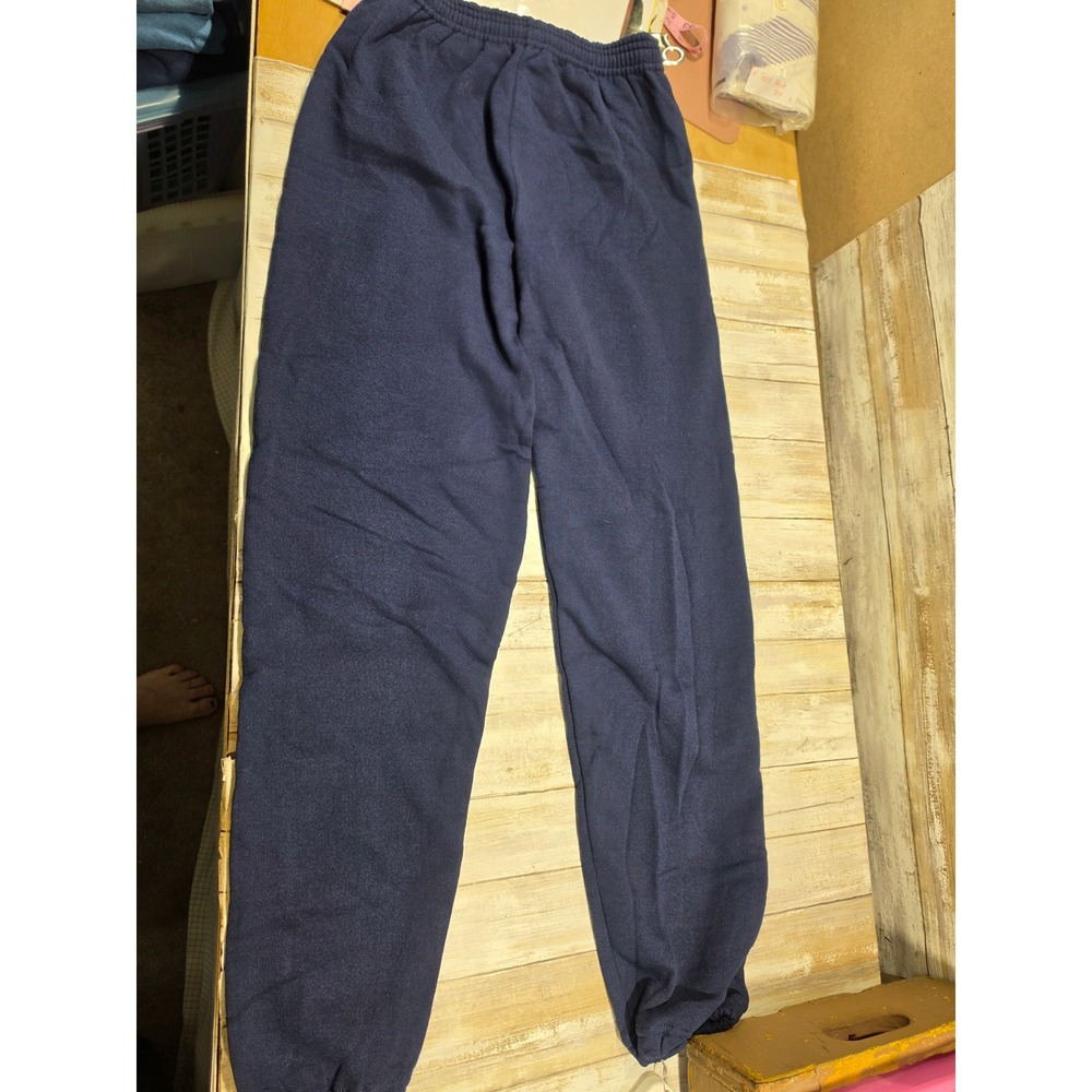 Vintage Jerzees Navy Blue Sweatpants Made in USA Small Fleece Joggers Drawstring